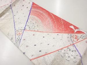 華文に孔雀模様織出し袋帯